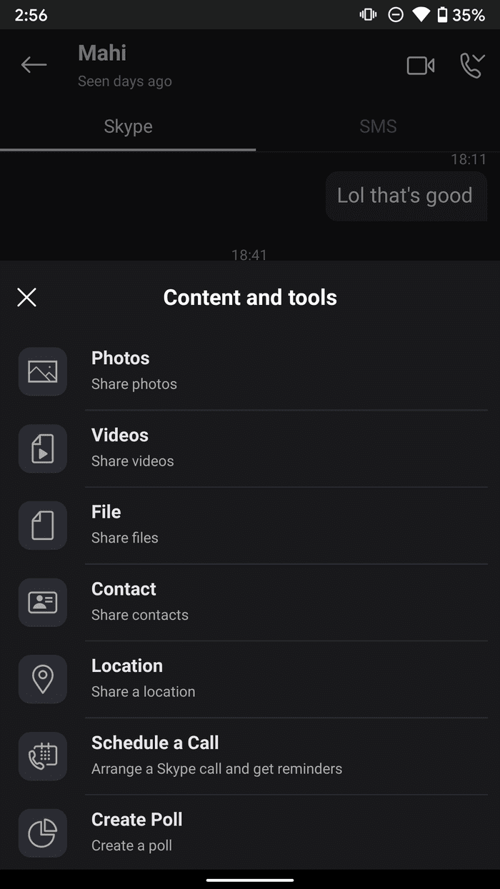 Skype send files