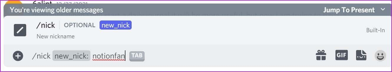Slash commands change nickname in discord server