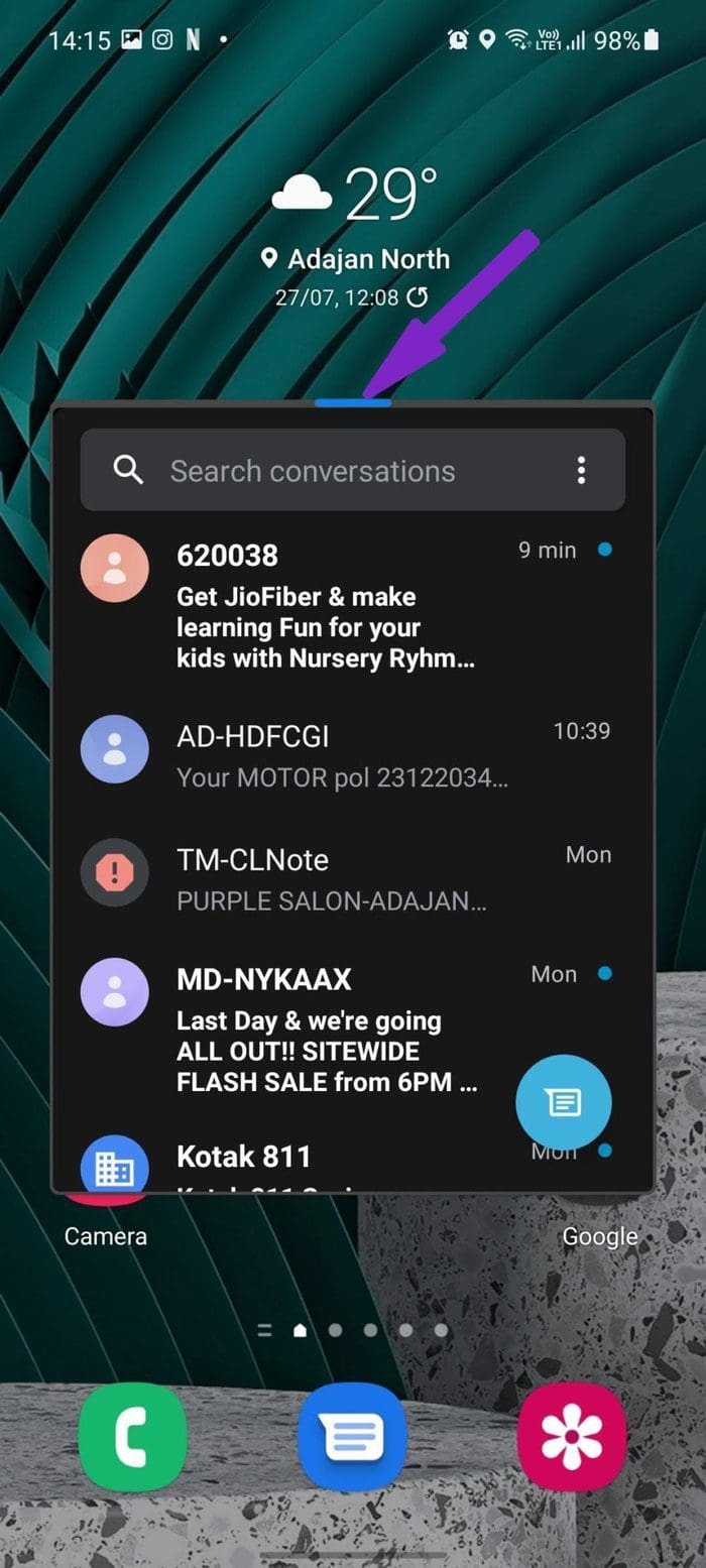 Small indicator at the top