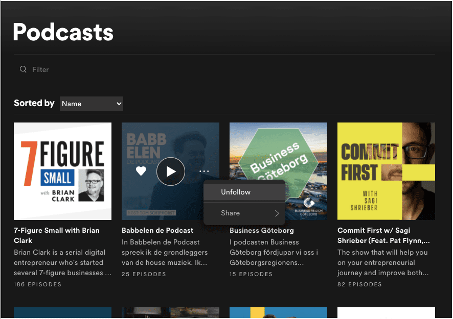 Spotify unfollow podcast