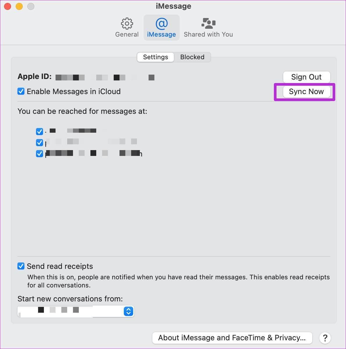 Sync messages manually