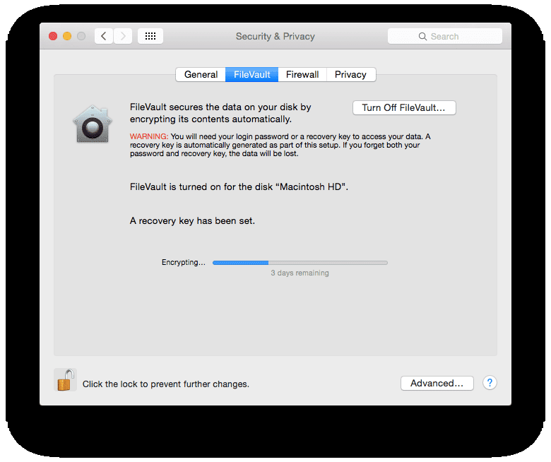 System Preferences Mac Firevault Turn Off
