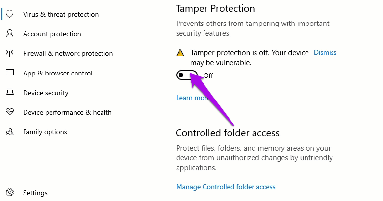 Tamper Protection Windows 10 Settings Tamper Protection