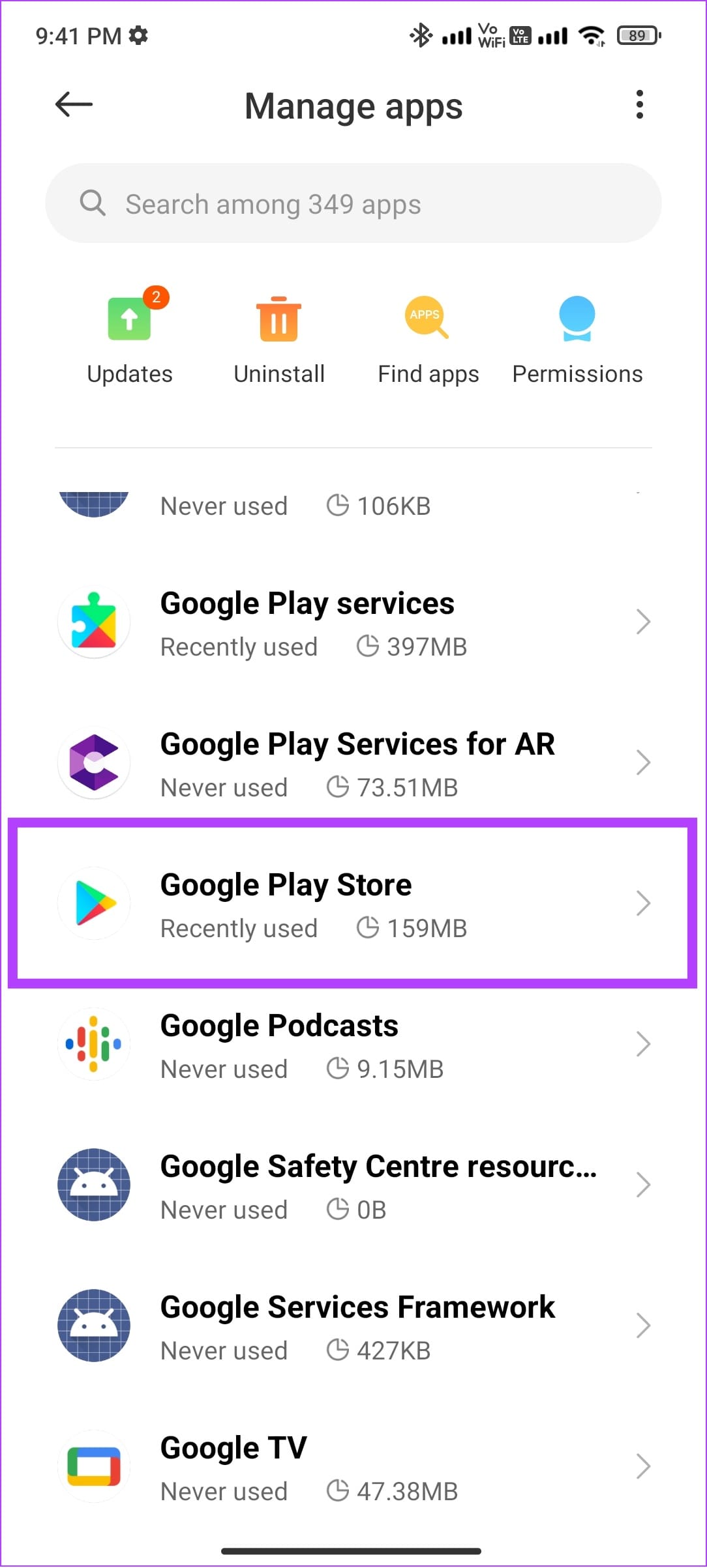 tap Google Play Store