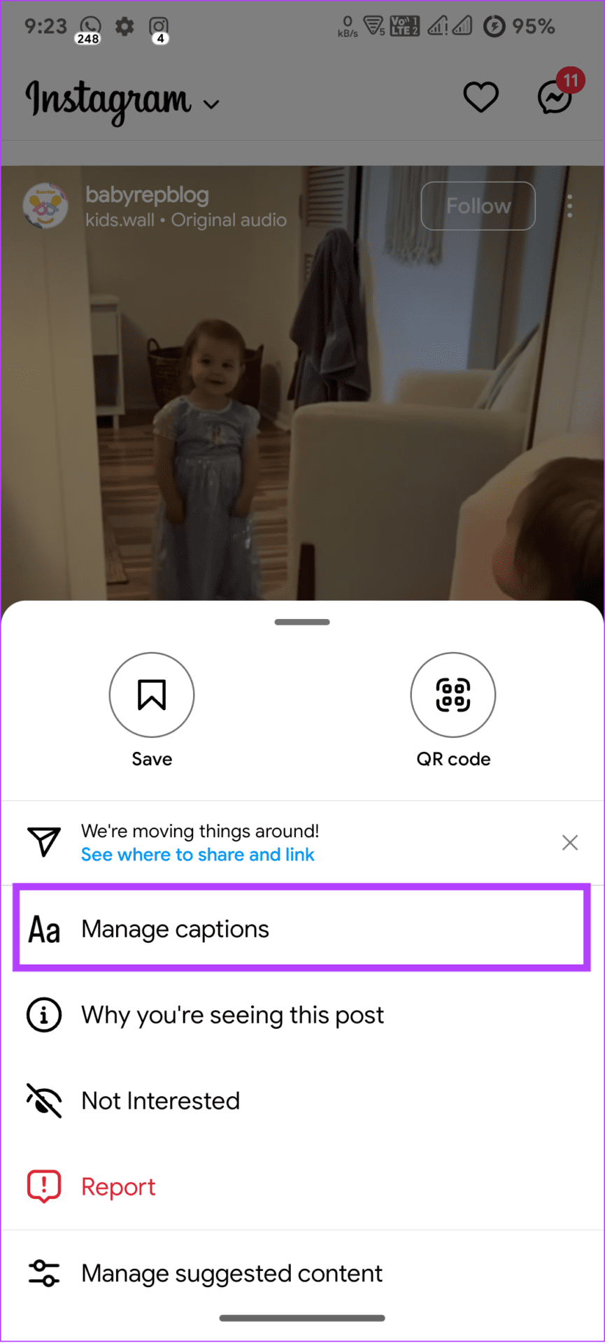 tap Manage Captions