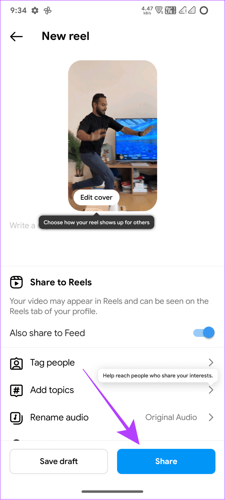 tap Share after adding all the required information