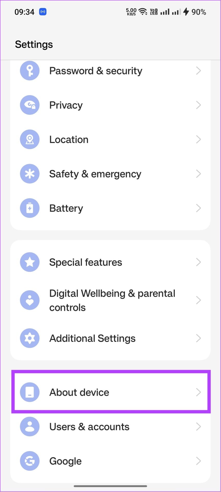 tap about device