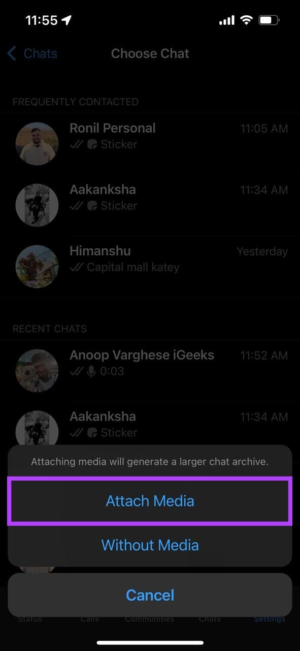 tap attach media