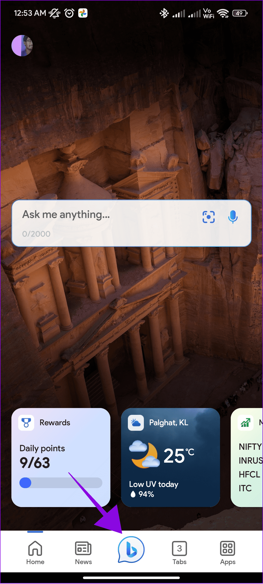 tap bing icon