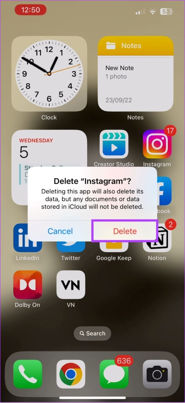 tap delete again to confirm