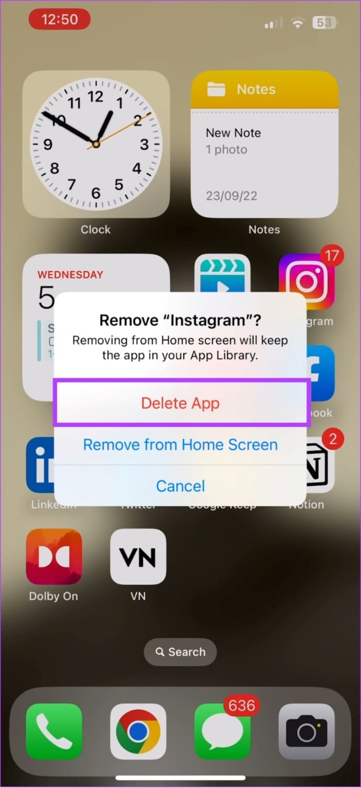 tap delete app