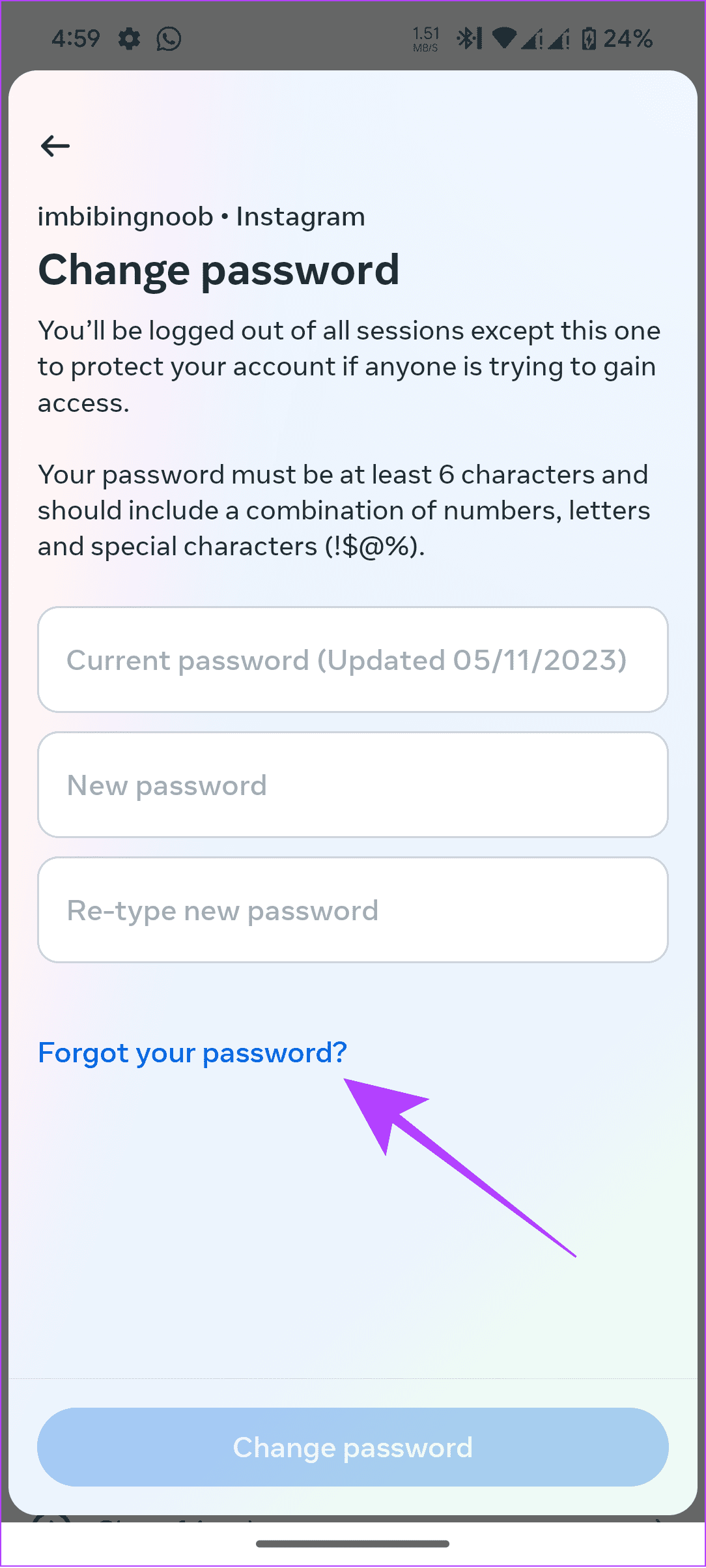tap forgot password