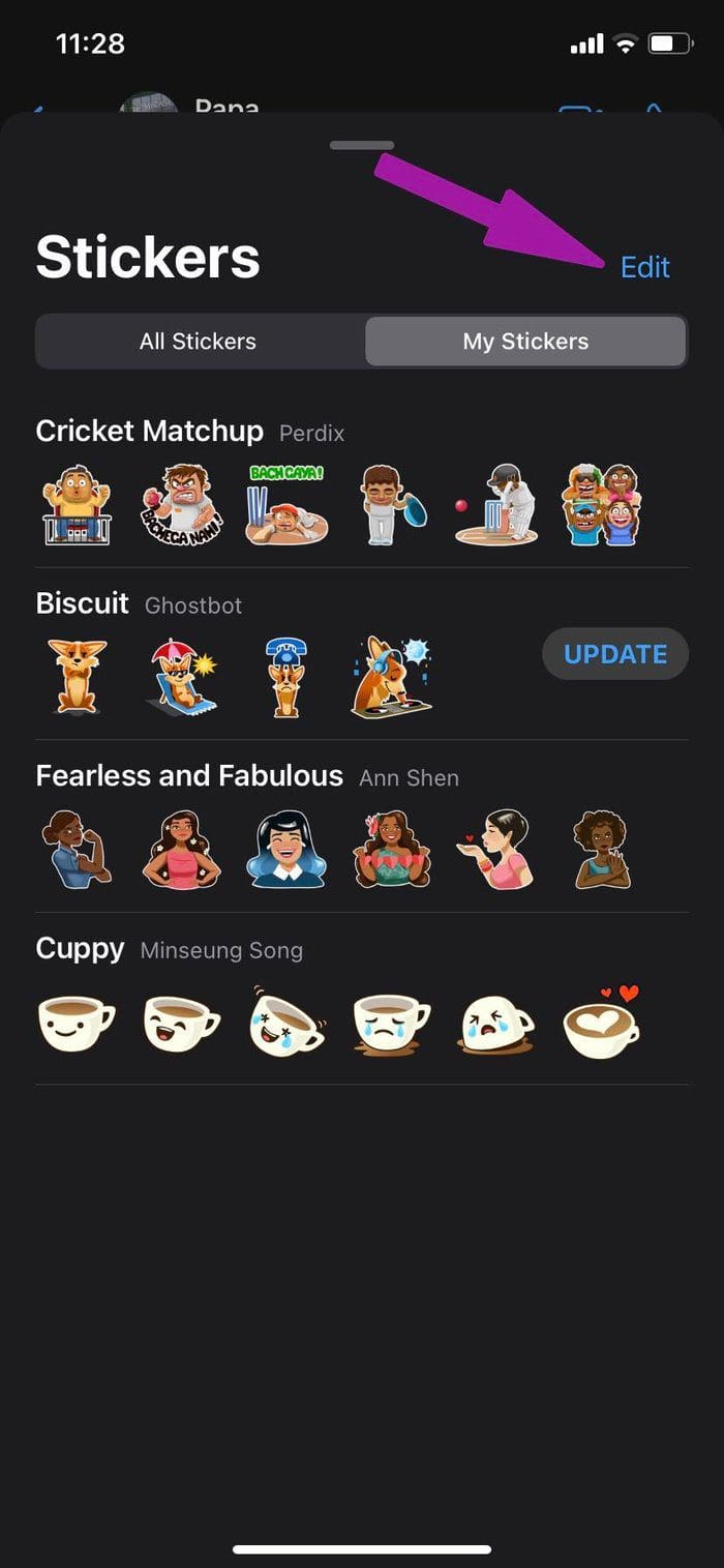 Tap on edit menu