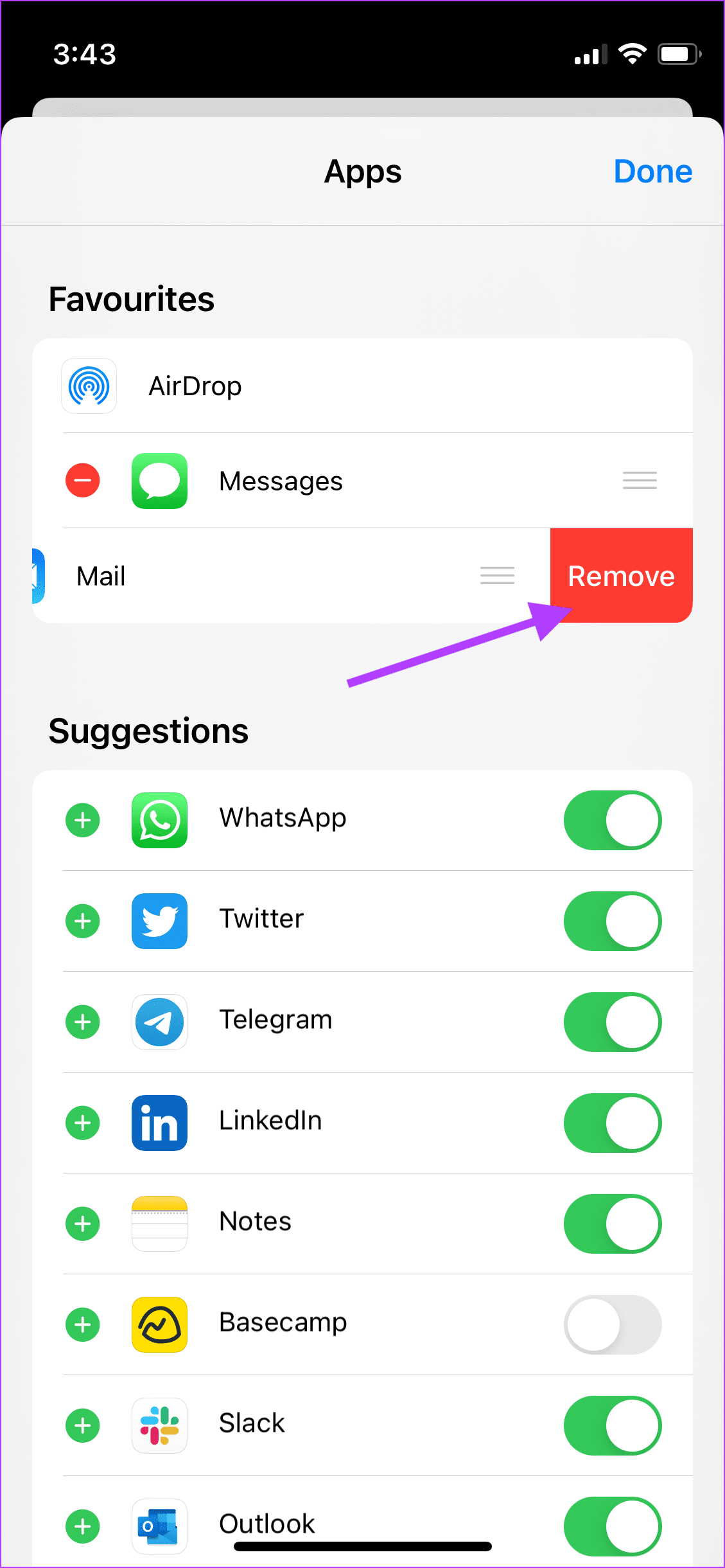 tap on remove
