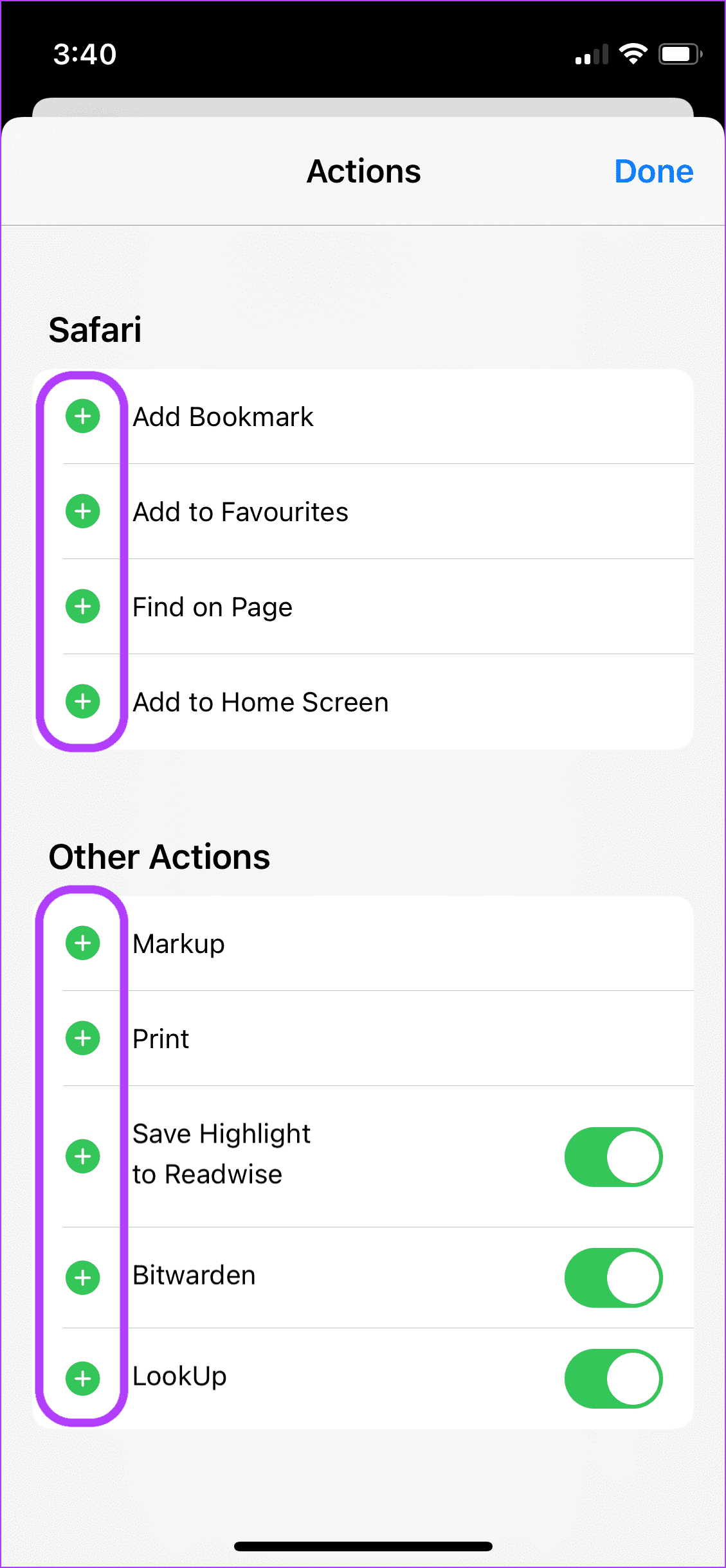 tap on the plus button