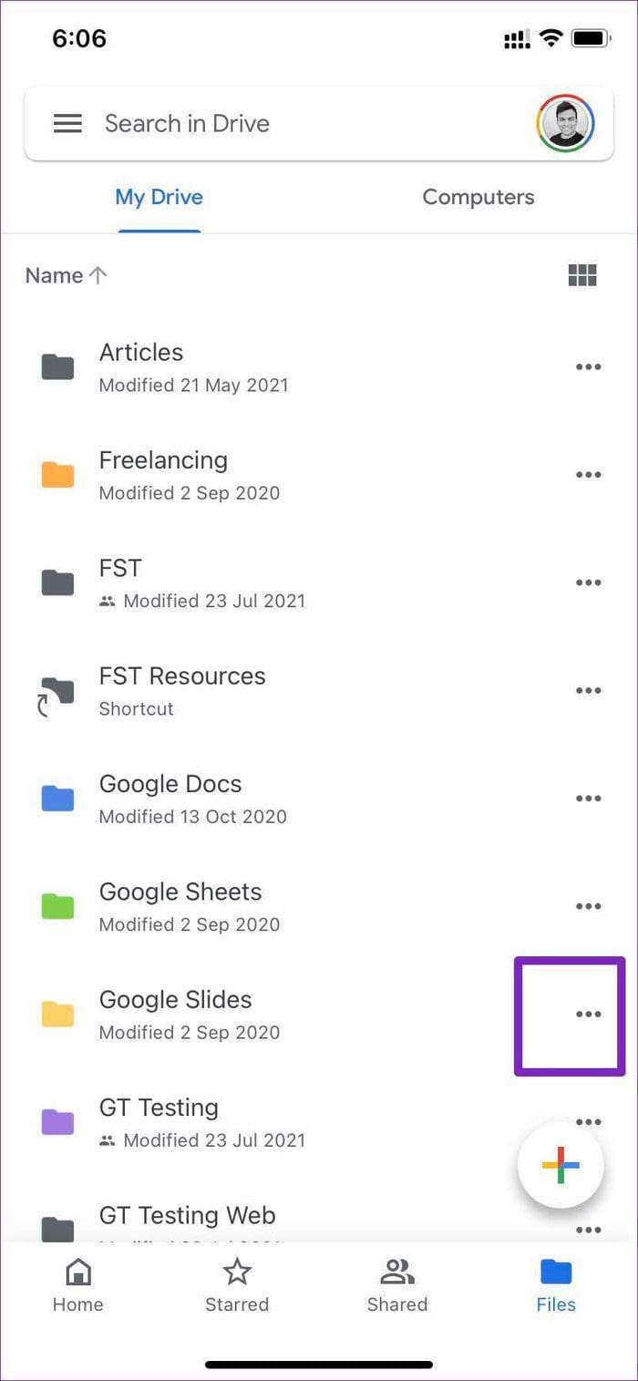 Tap on three dot menu