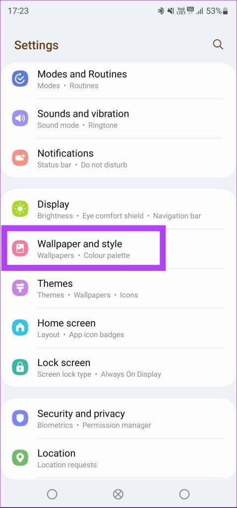 tap on wallpaper and style