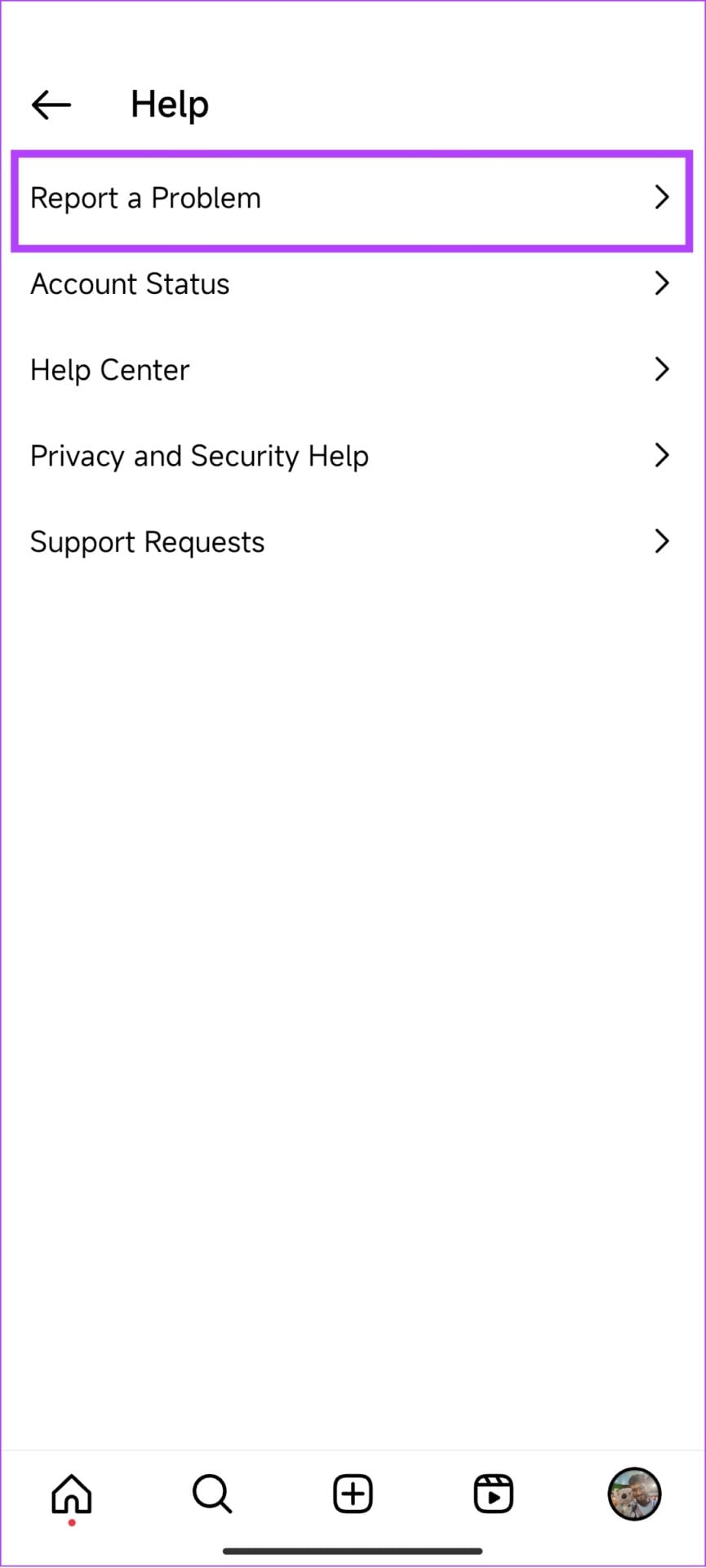 tap report a problem