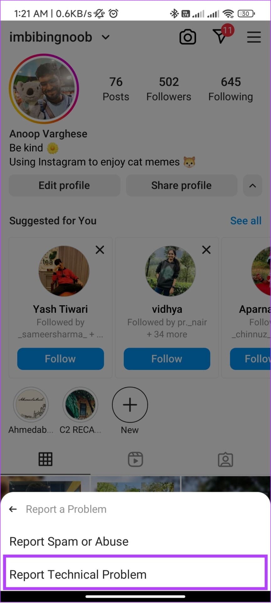 tap report technical problem