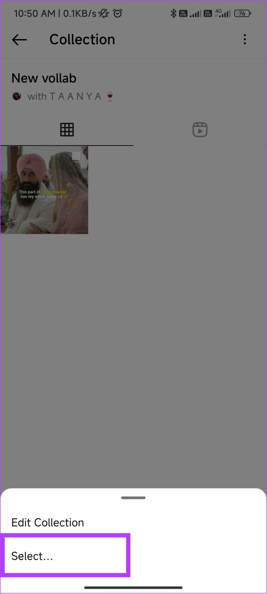 tap select to remove the post