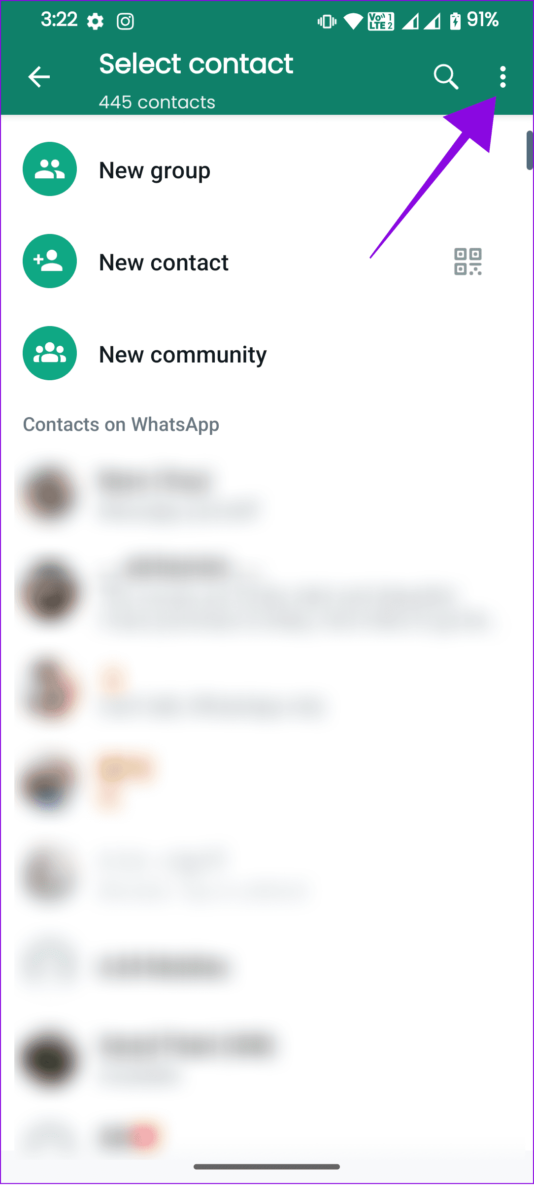 tap the three dots at the top right corner
