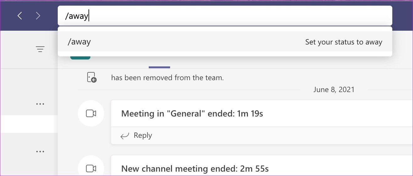 Teams status shortcut
