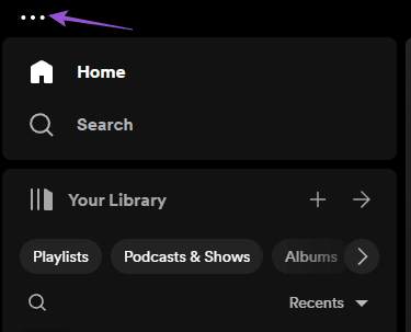 three dots spotify windows