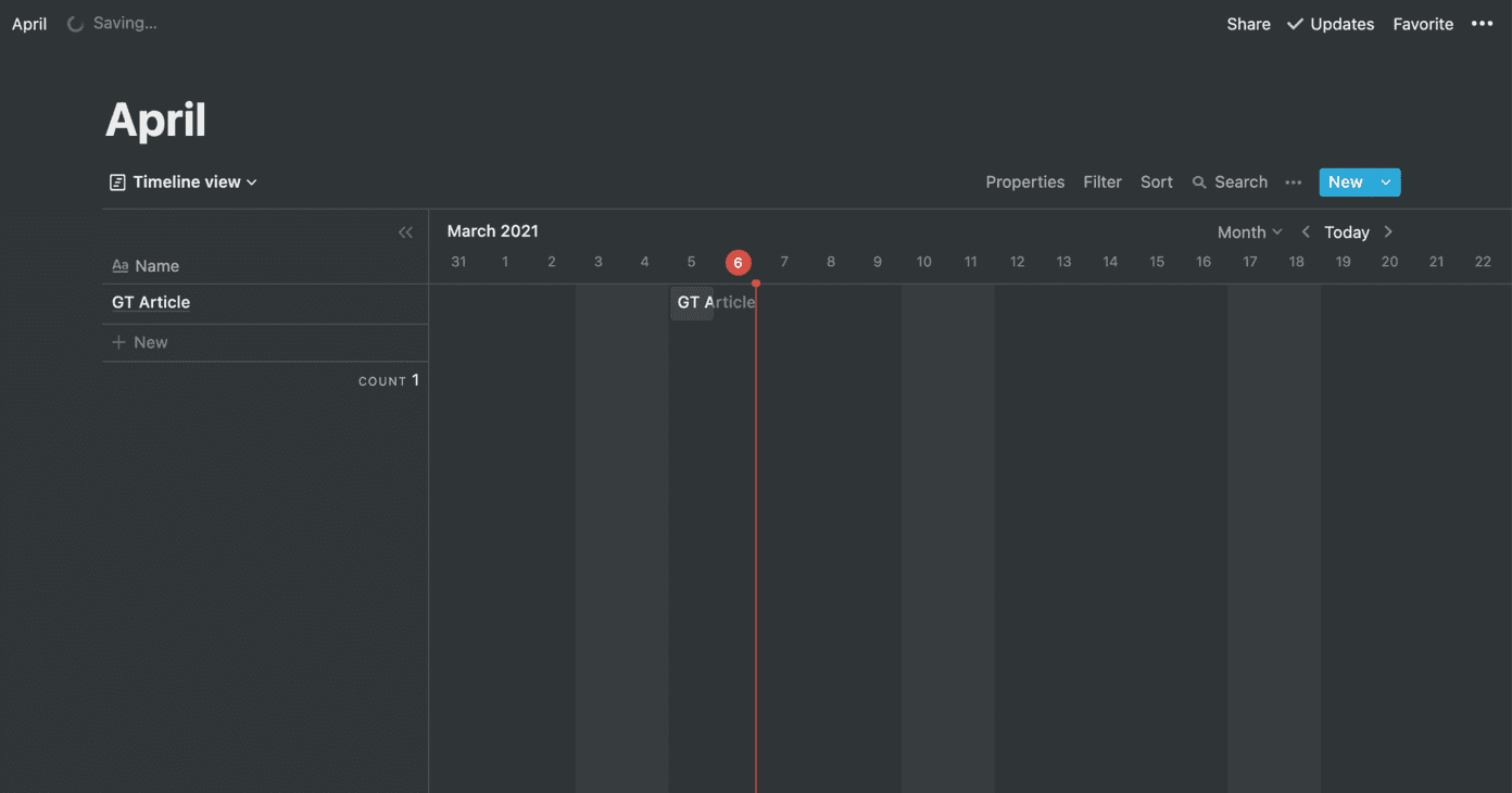 Timeline view