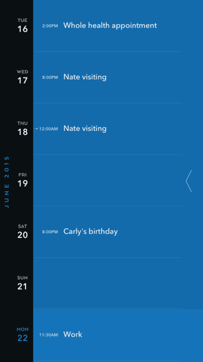 Timepage App Event List Week View