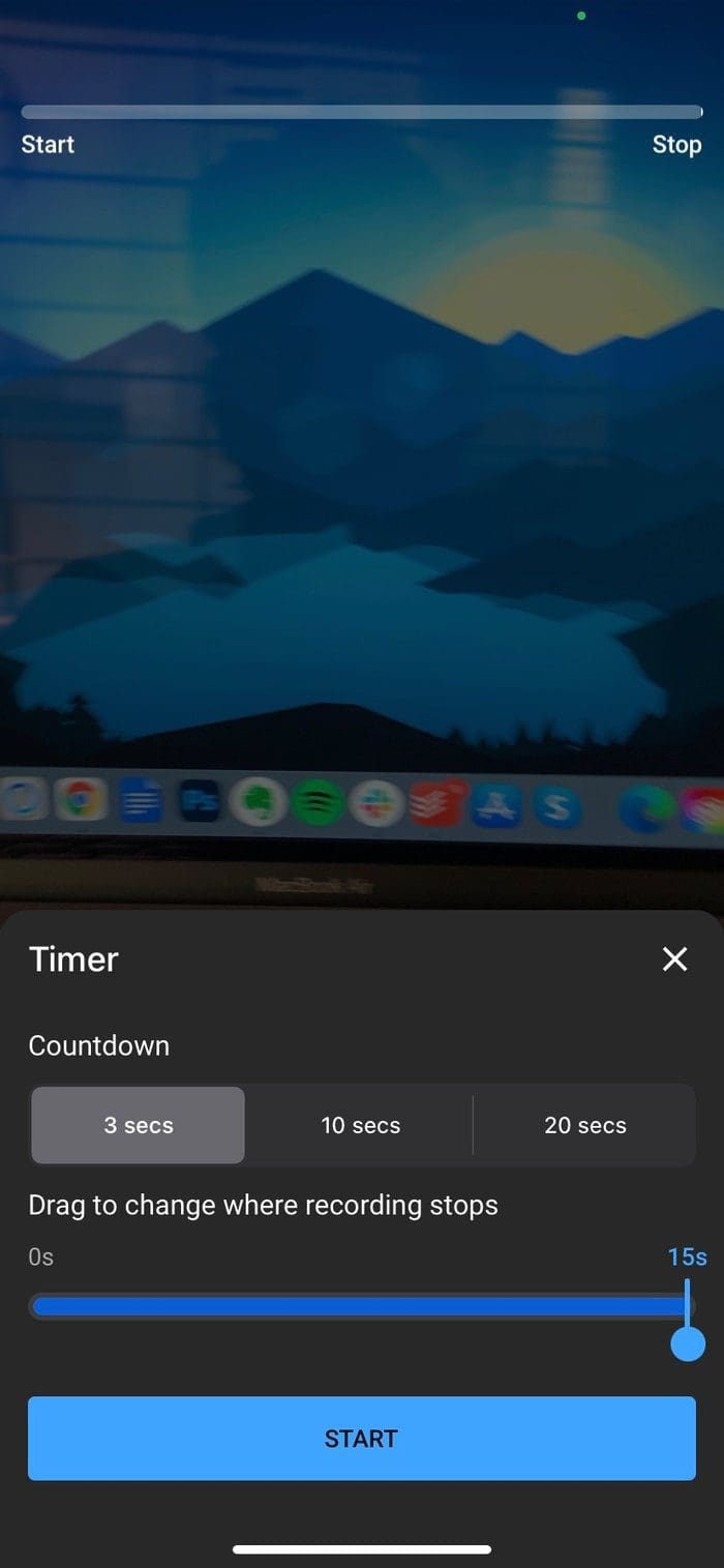 Timer menu