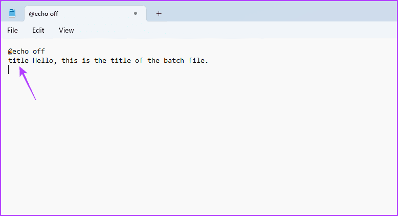 title command in notepad