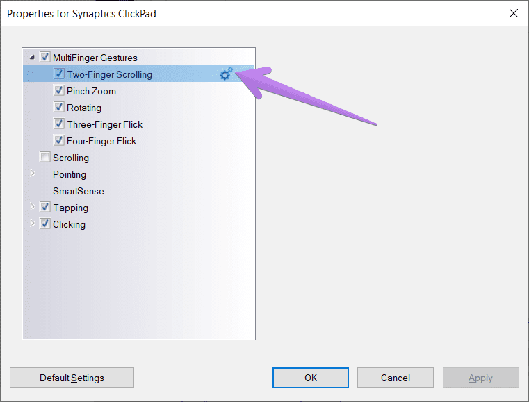 Touchpad gestures not working windows 13