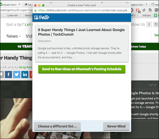 Trello Bookmarks Result