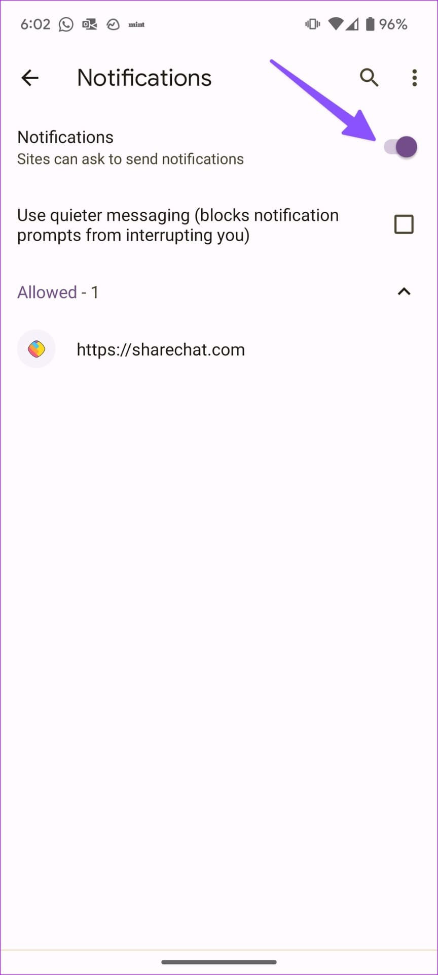 disable sites from asking alerts on chrome for android