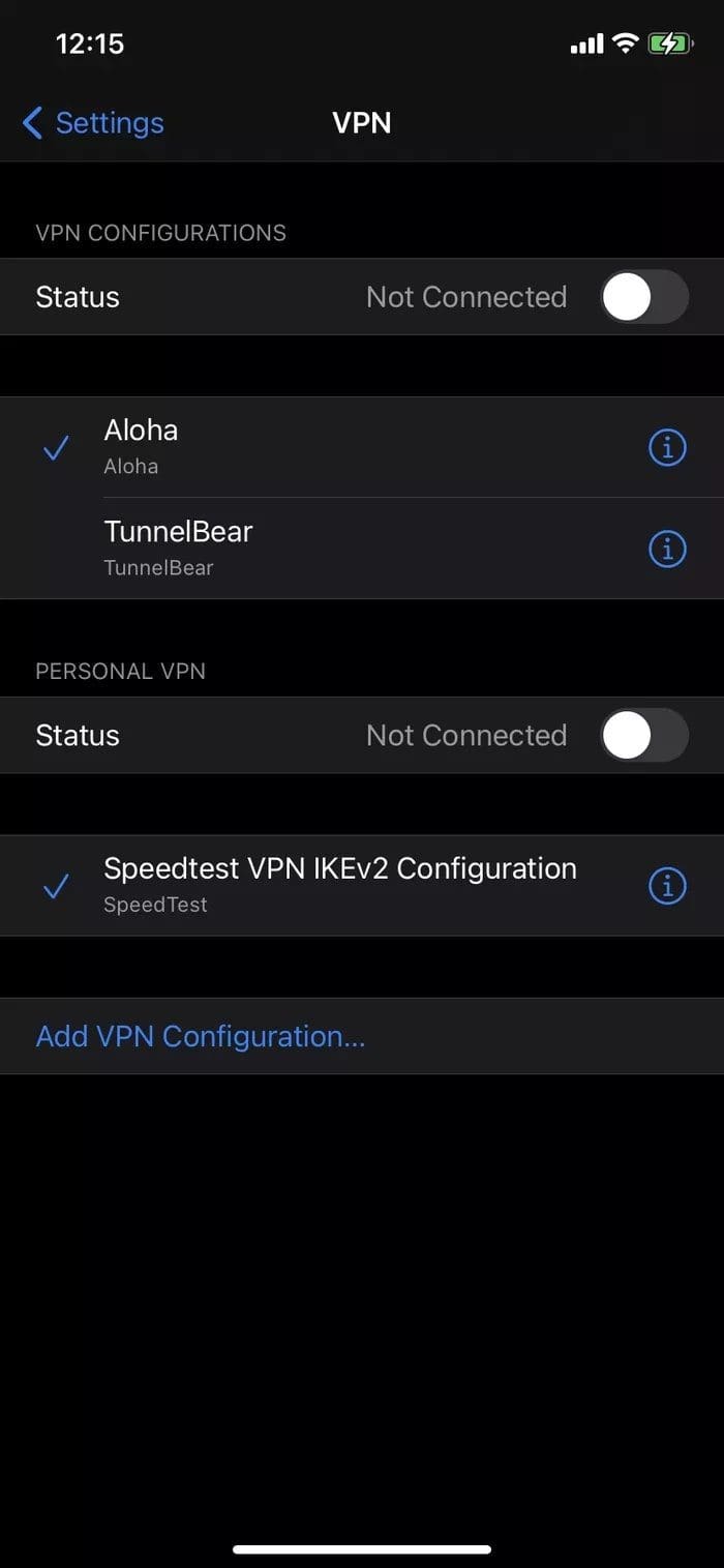 Turn off VPN