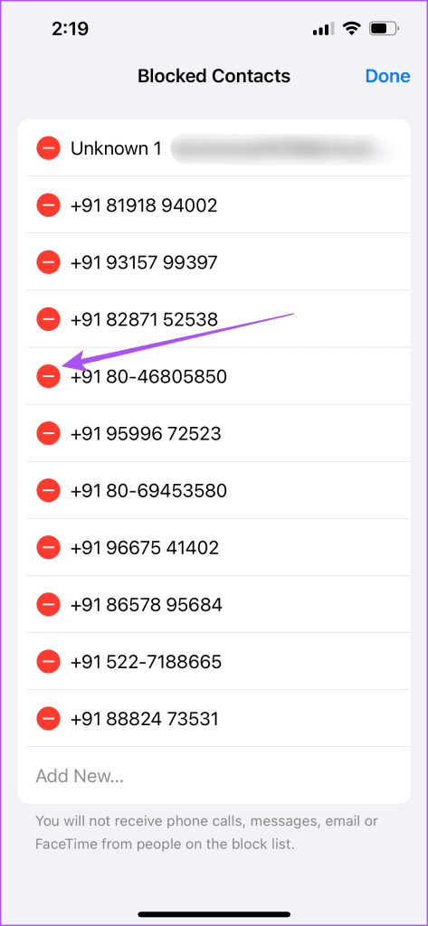 unblock contact minus icon iPhone