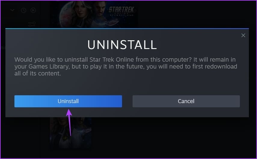 uninstall option again on the Steam client