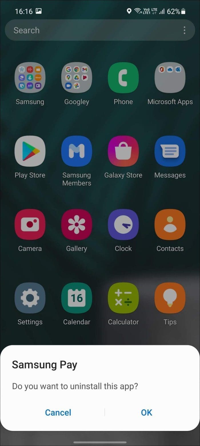 Uninstall samsung pay