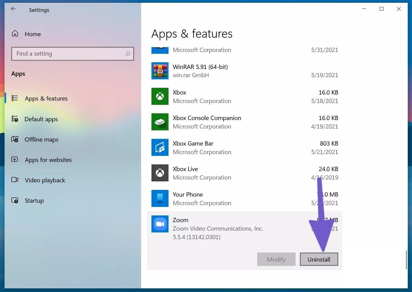 Uninstall zoom app
