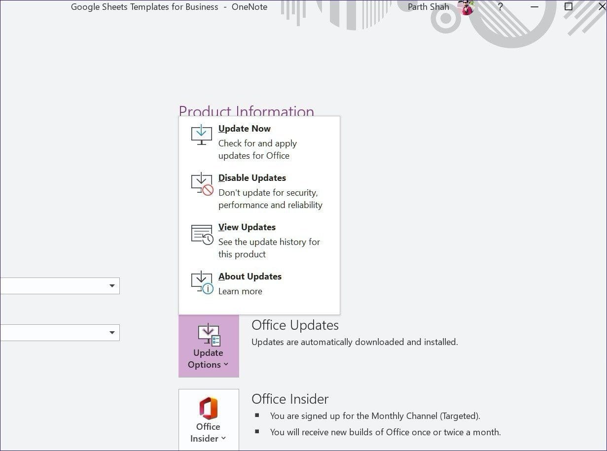 Update desktop onenote