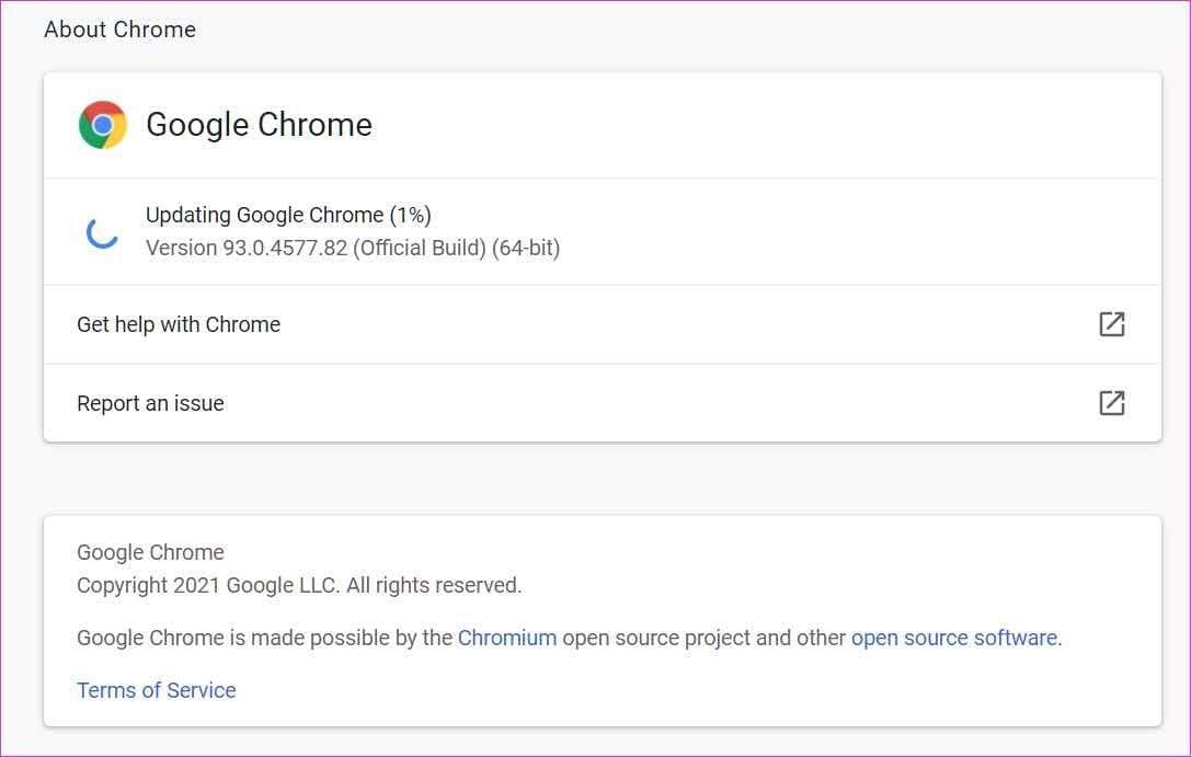 Update google chrome