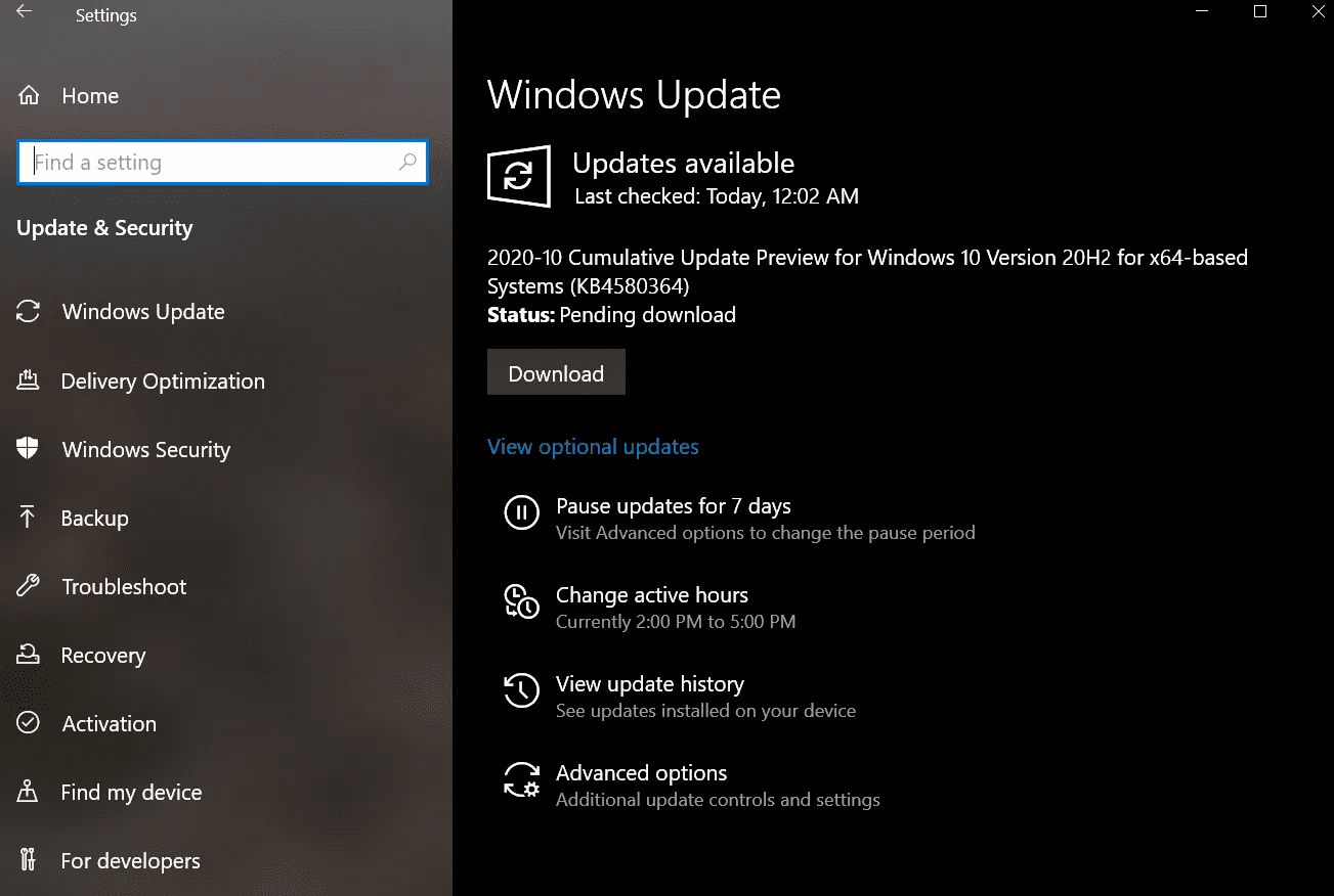 Update windows