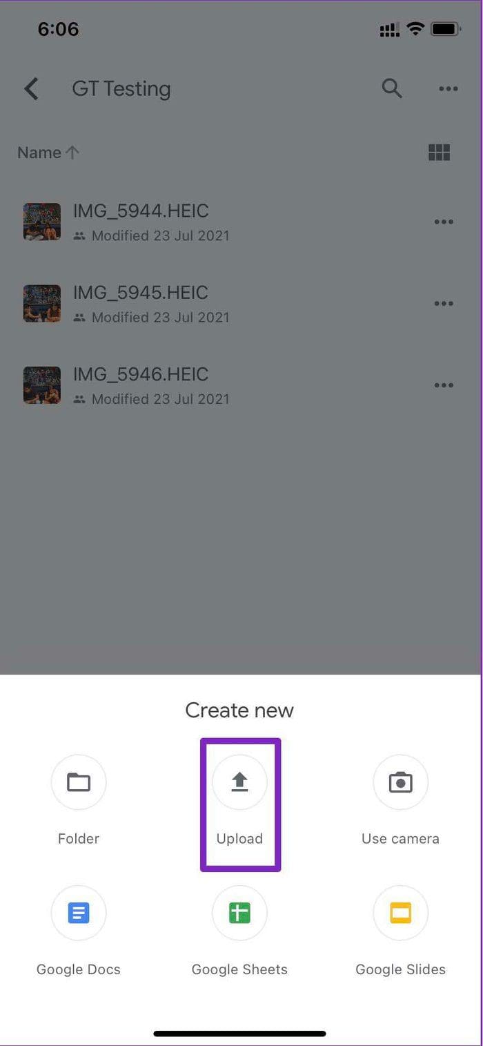 Upload files to folder