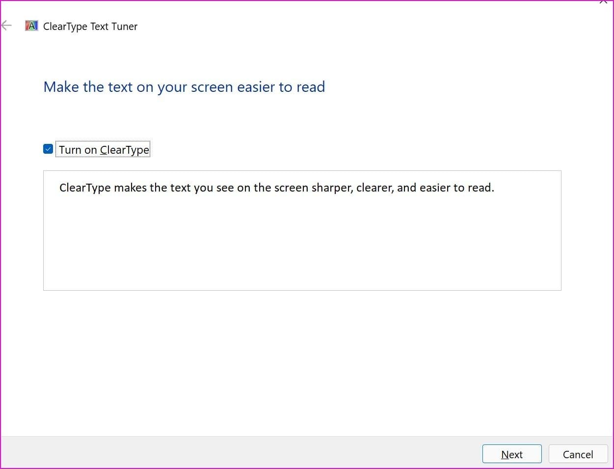Use cleartype text tuner