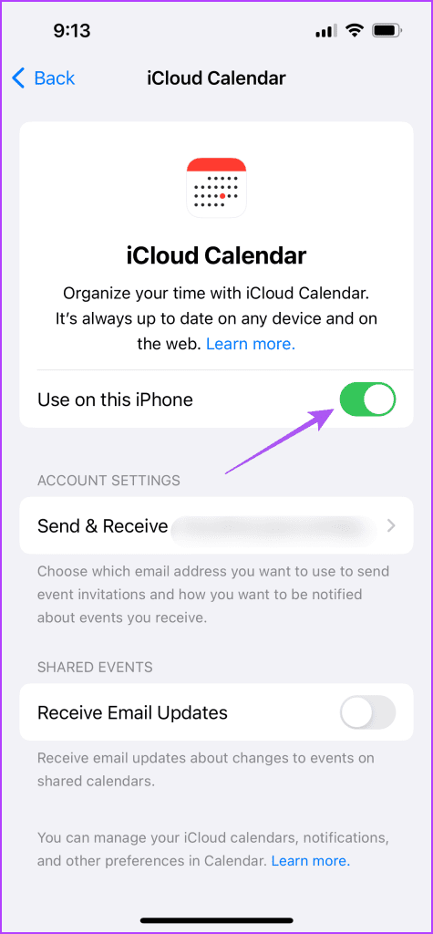 use on this iphone icloud calendar iPhone