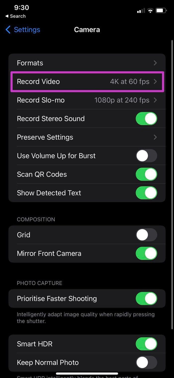 Video menu