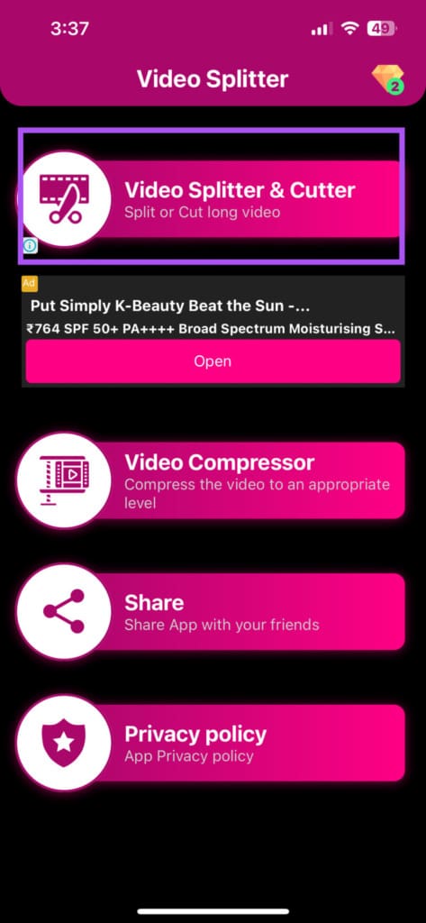 video splitter and cutter iphone app