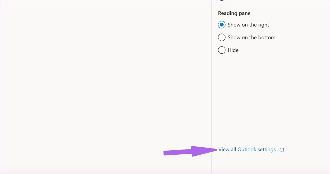 View all outlook settings