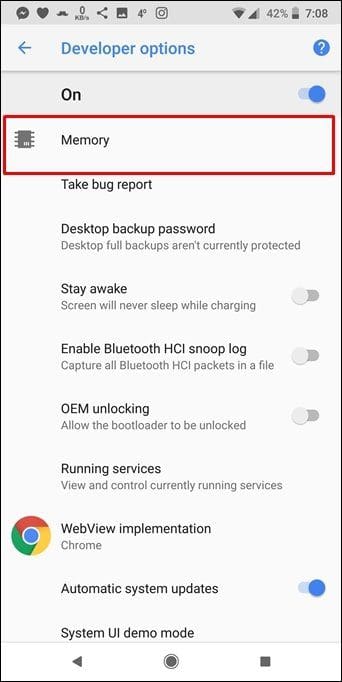 View Available Ram In Android Oreo 5