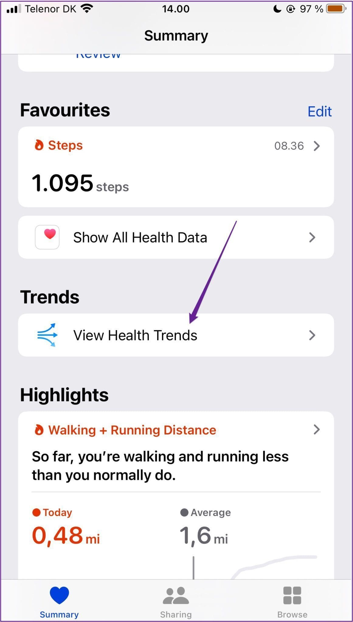 View health trends summary